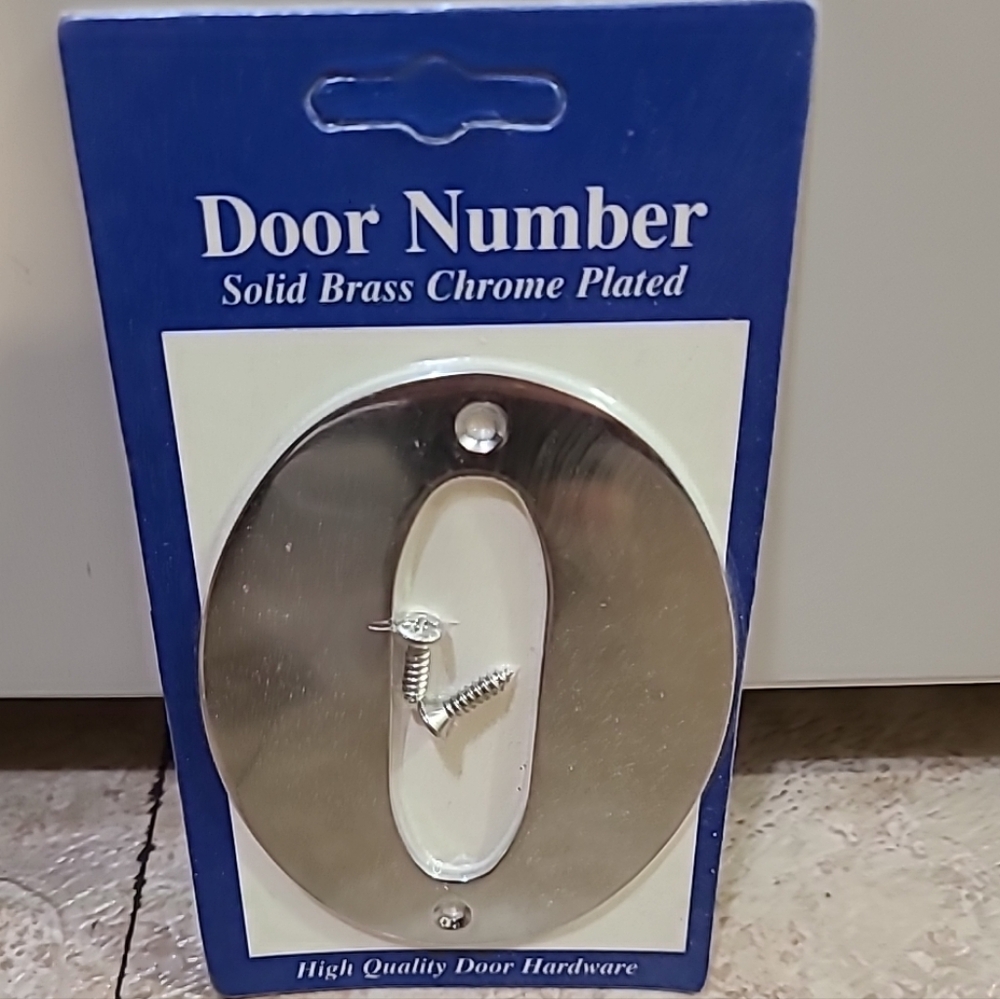 #0 Door/House Number (Hardware) Solid Brass Chrome Plated New Sealed.